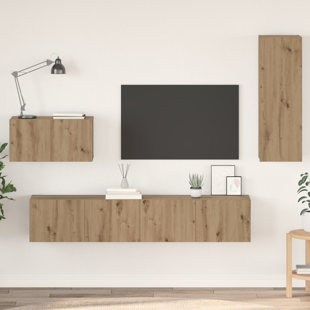 Produktbild för Vägg TV Skåp 4 pcs Artisan Ek Konstruerat trä