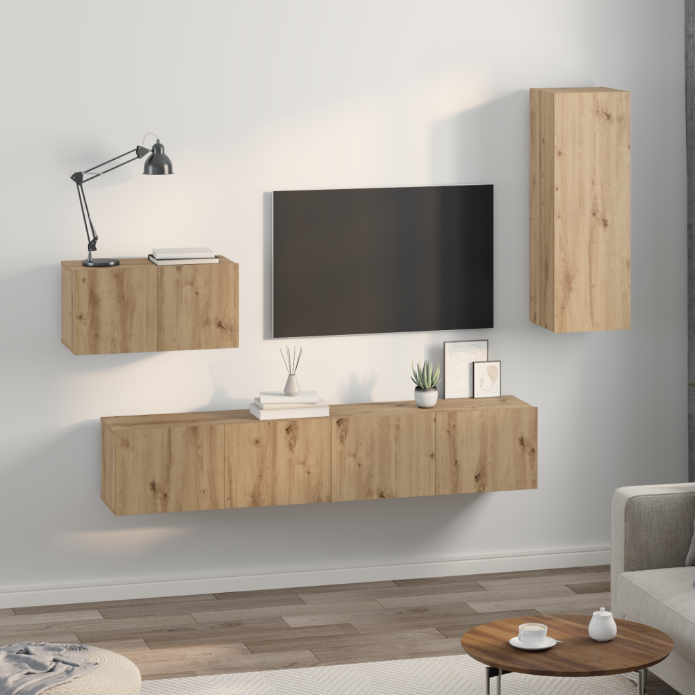 Produktbild för Vägg TV Skåp 4 pcs Artisan Ek Konstruerat trä