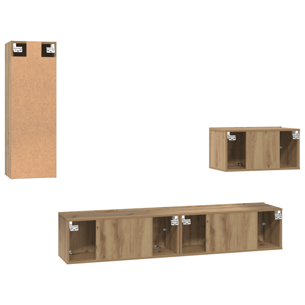 Produktbild för Vägg TV Skåp 4 pcs Artisan Ek Konstruerat trä