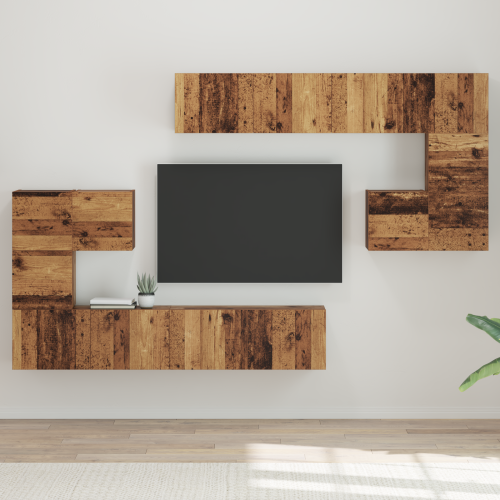 vidaXL TV Enheter Väggmonterad 4 pcs Gammalt trä Konstruerat trä
