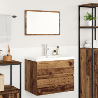 Produktbild för Badrumsmöbelset med låda 3 pcs Gammalt trä Konstruerat trä