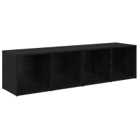 Produktbild för TV-bänkset 2 pcs Svart Ek 37 x 35 x 72 cm Konstruerat trä