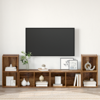 Produktbild för TV-bänkset 4 pcs Gammalt trä 37 x 37 x 72 cm Konstruerat trä