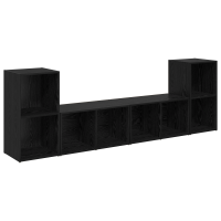 Produktbild för TV-bänkset 4 pcs Svart Ek 37 x 37 x 72 cm Konstruerat trä
