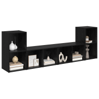 Produktbild för TV-bänkset 4 pcs Svart Ek 37 x 37 x 72 cm Konstruerat trä
