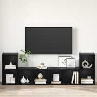 Produktbild för TV-bänkset 4 pcs Svart Ek 37 x 37 x 72 cm Konstruerat trä