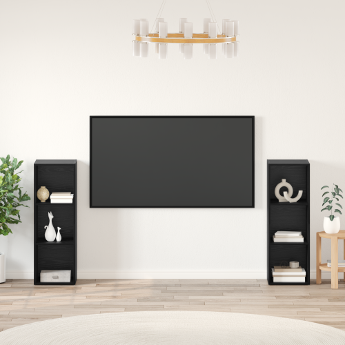 vidaXL TV-bänkset 2 pcs Svart Ek 107 x 35 x 37 cm Konstruerat trä