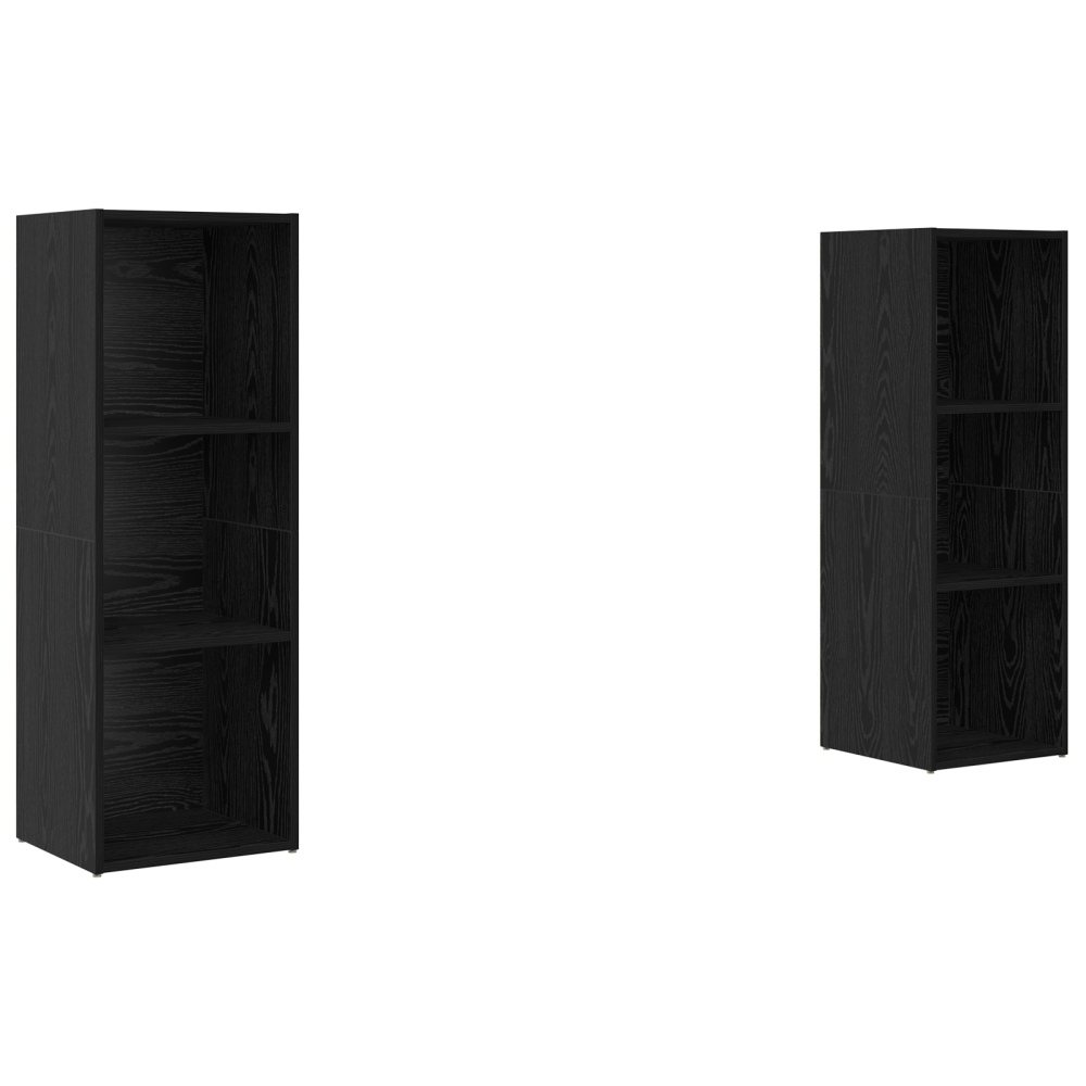 Produktbild för TV-bänkset 2 pcs Svart Ek 107 x 35 x 37 cm Konstruerat trä