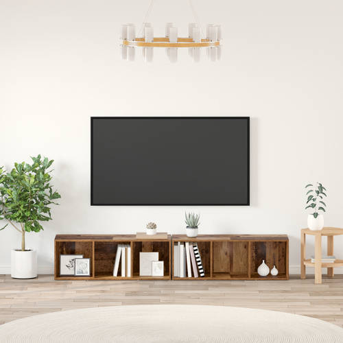vidaXL TV-bänkset 2 pcs Gammalt trä 37 x 35 x 107cm Konstruerat trä