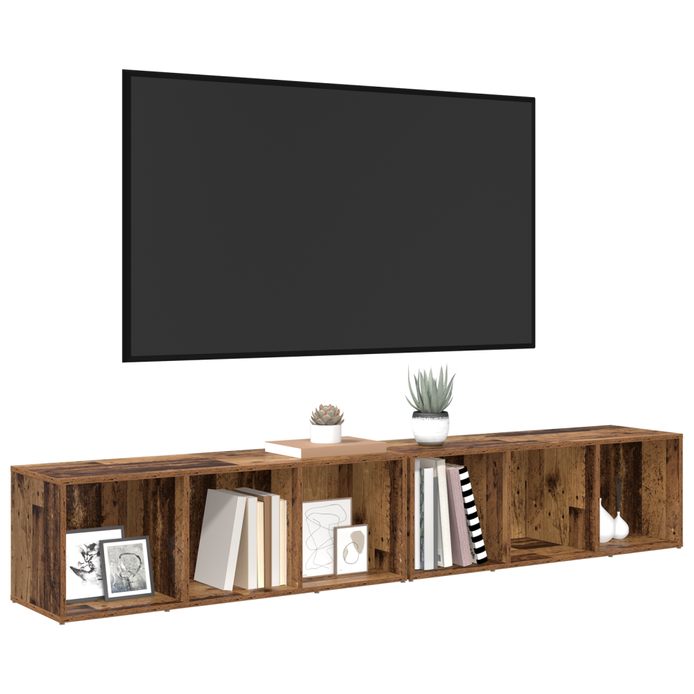 Produktbild för TV-bänkset 2 pcs Gammalt trä 37 x 35 x 107cm Konstruerat trä