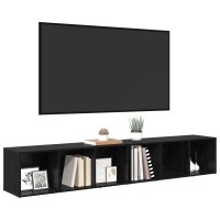 Produktbild för TV-bänkset 2 pcs Svart Ek 37 x 35 x 107cm Konstruerat trä