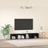 Produktbild för TV-bänkset 2 pcs Svart Ek 37 x 35 x 107cm Konstruerat trä