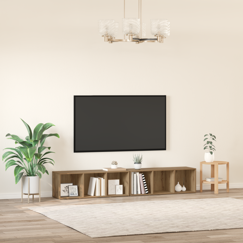 Produktbild för TV-bänkset 2 pcs Artisan Ek 37 x 35 x 107cm Konstruerat trä