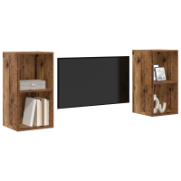 Produktbild för TV-bänkset 2 pcs Gammalt trä 37 x 37 x 72 cm Konstruerat trä