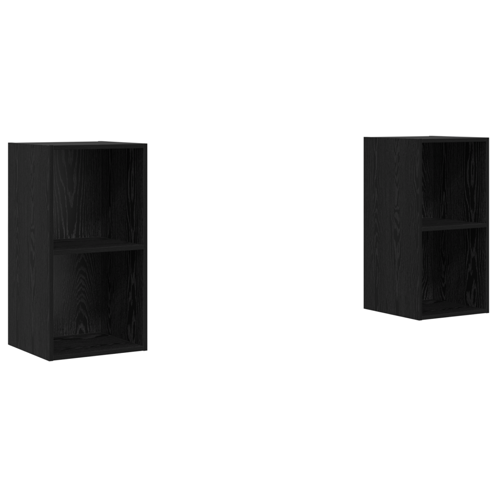 Produktbild för TV-bänkset 2 pcs Svart Ek 37 x 37 x 72 cm Konstruerat trä