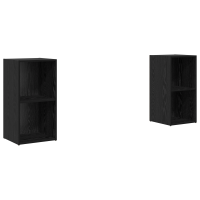 Produktbild för TV-bänkset 2 pcs Svart Ek 72 x 35 x 36,5 cm Konstruerat trä