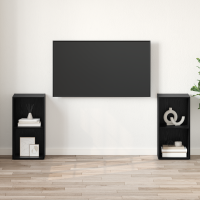 Produktbild för TV-bänkset 2 pcs Svart Ek 72 x 35 x 36,5 cm Konstruerat trä