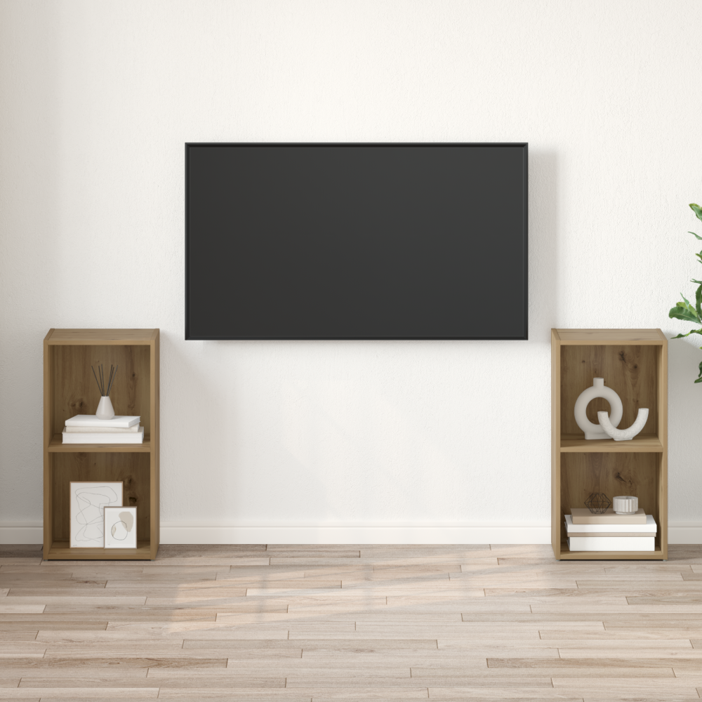 Produktbild för TV-bänkset 2 pcs Artisan Ek Konstruerat trä