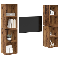 Produktbild för TV-bänkset 4 pcs Gammalt trä 37 x 37 x 72 cm Konstruerat trä