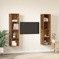 Produktbild för TV-bänkset 4 pcs Gammalt trä 37 x 37 x 72 cm Konstruerat trä