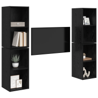 Produktbild för TV-bänkset 4 pcs Svart Ek 37 x 37 x 72 cm Konstruerat trä