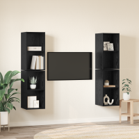 Produktbild för TV-bänkset 4 pcs Svart Ek 37 x 37 x 72 cm Konstruerat trä