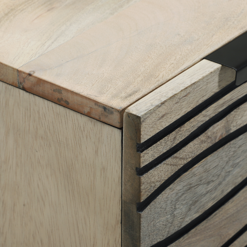 Produktbild för Sideboard med låda Vit 60 x 33.5 x 75 cm Massivt Mangoträ