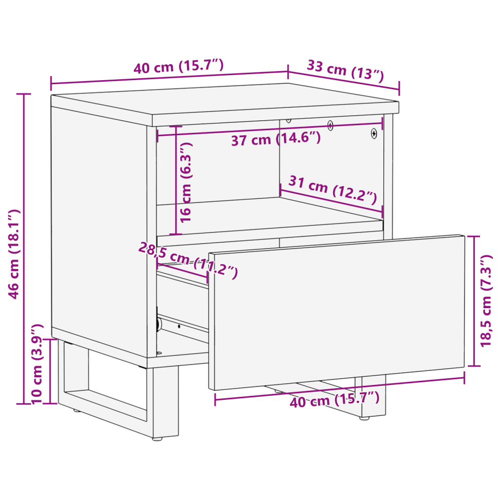Produktbild för Nattduksbord 2 pcs Vit 40 x 33 x 46 cm Konstruerat trä