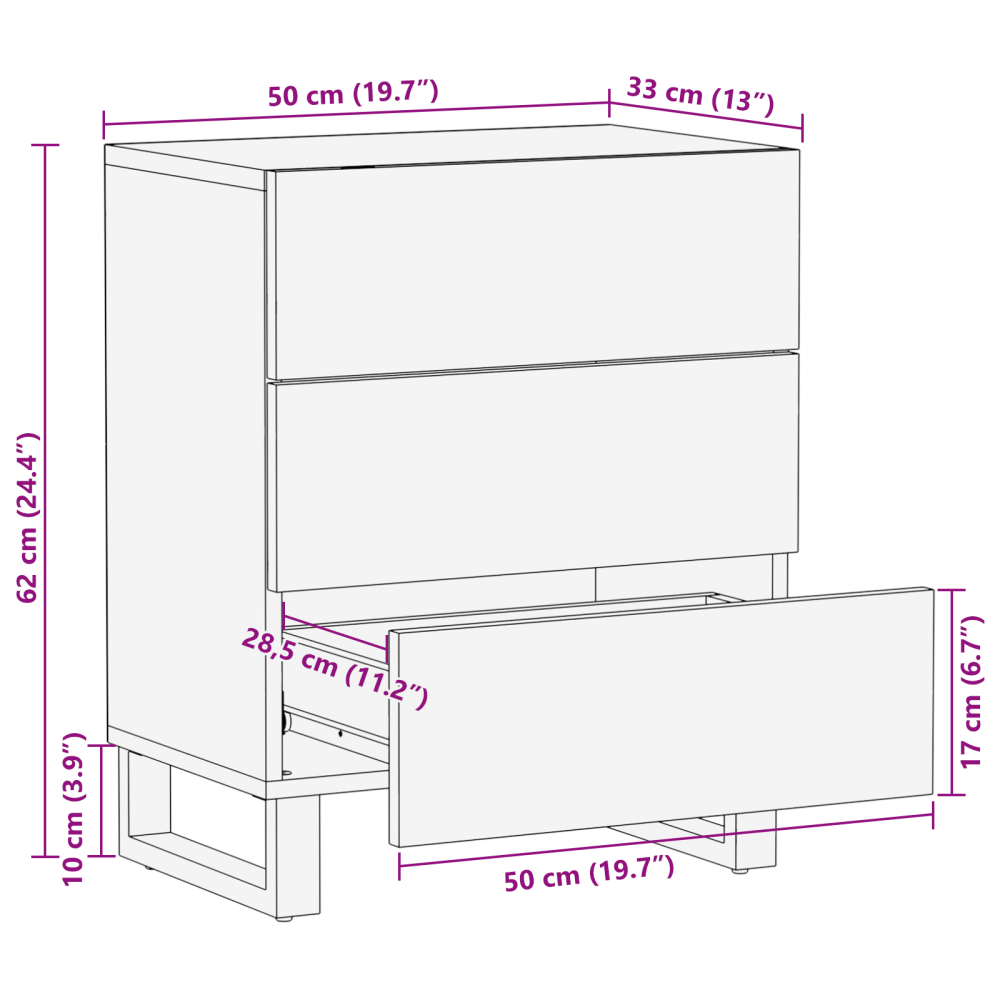 Produktbild för Nattduksbord Vit 50 x 33 x 62 cm Konstruerat trä