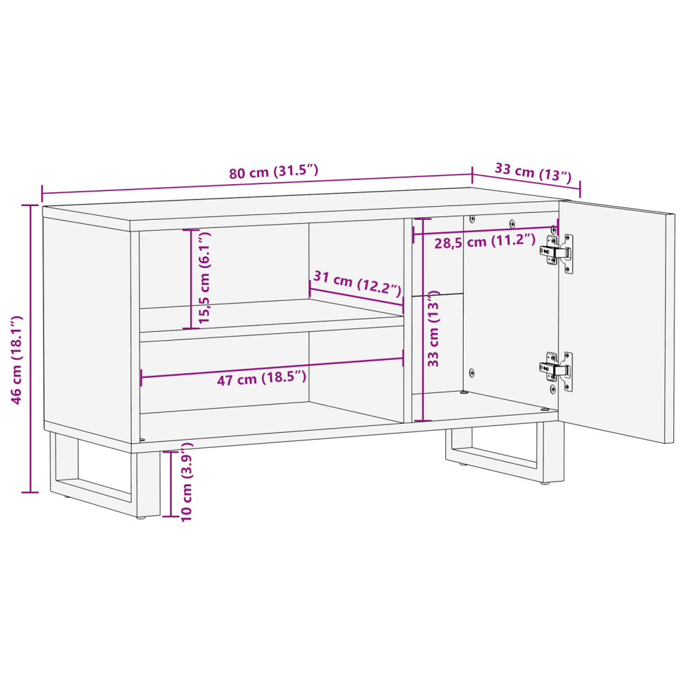 Produktbild för TV Enheter Vit 80 x 33 x 46 cm Konstruerat trä