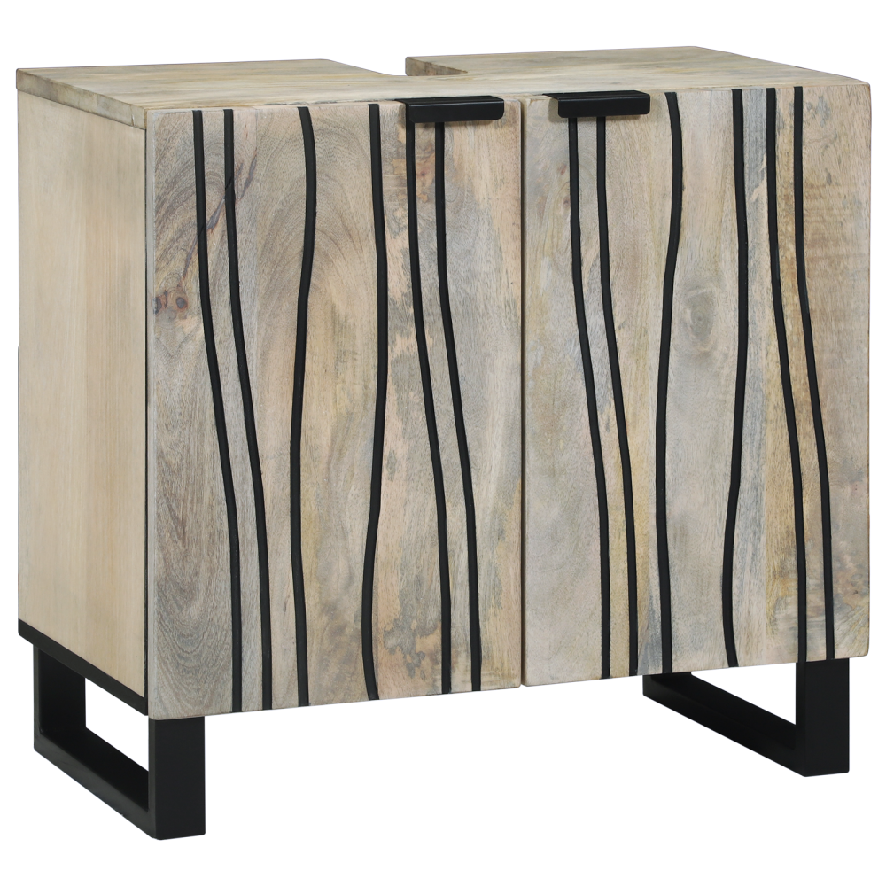 Produktbild för Badrumsskåp med handfat Vit 62 x 33 x 58 cm Konstruerat trä