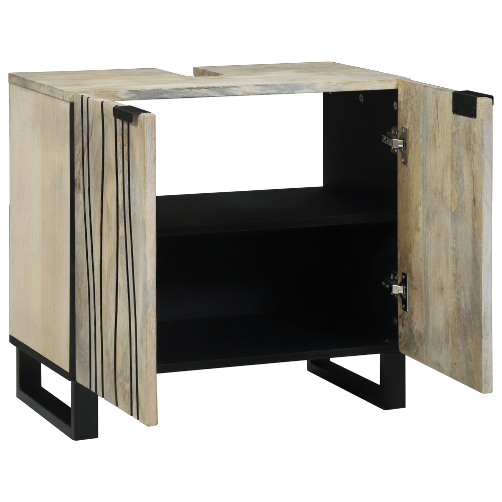 Produktbild för Badrumsskåp med handfat Vit 62 x 33 x 58 cm Konstruerat trä