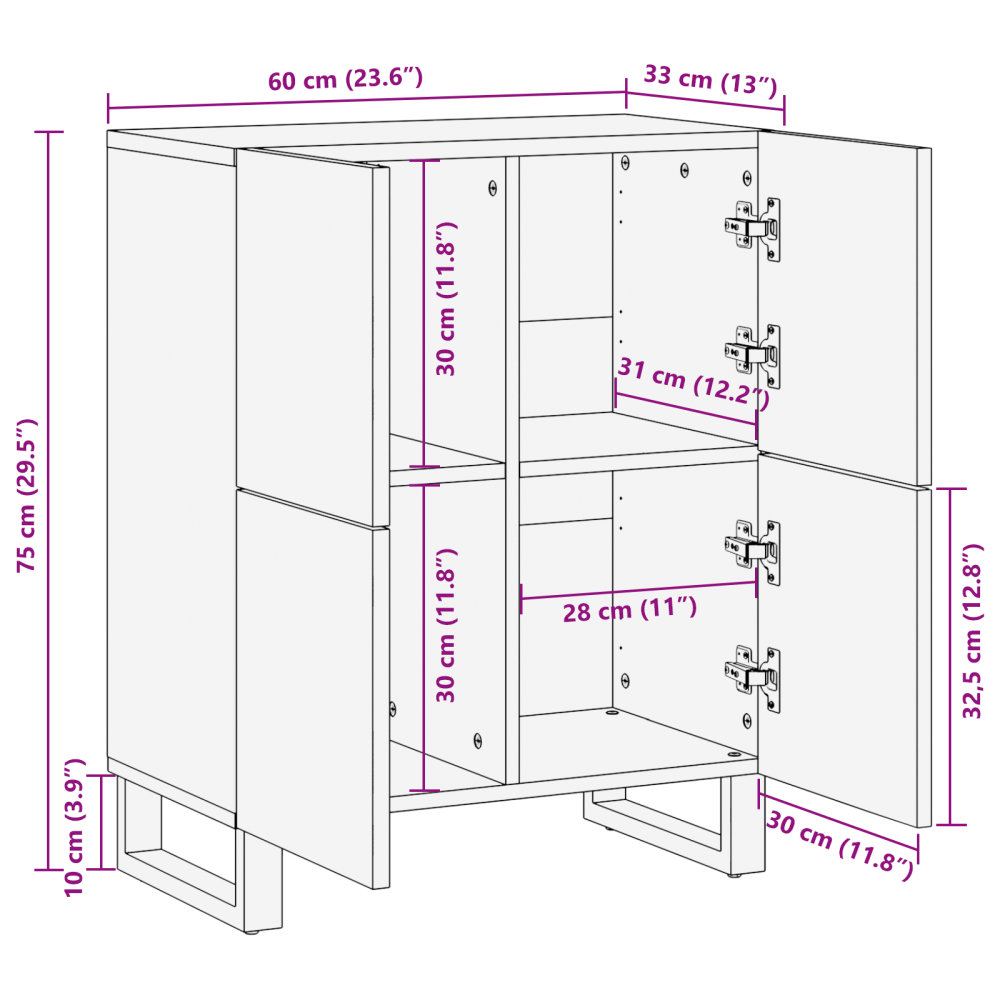 Produktbild för Medielagringsskåp och hyllor Vit och svart 60 x 33 x 75 cm