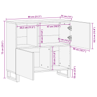 Produktbild för Sideboard Vit 80 x 33 x 75 cm massivt mangoträ