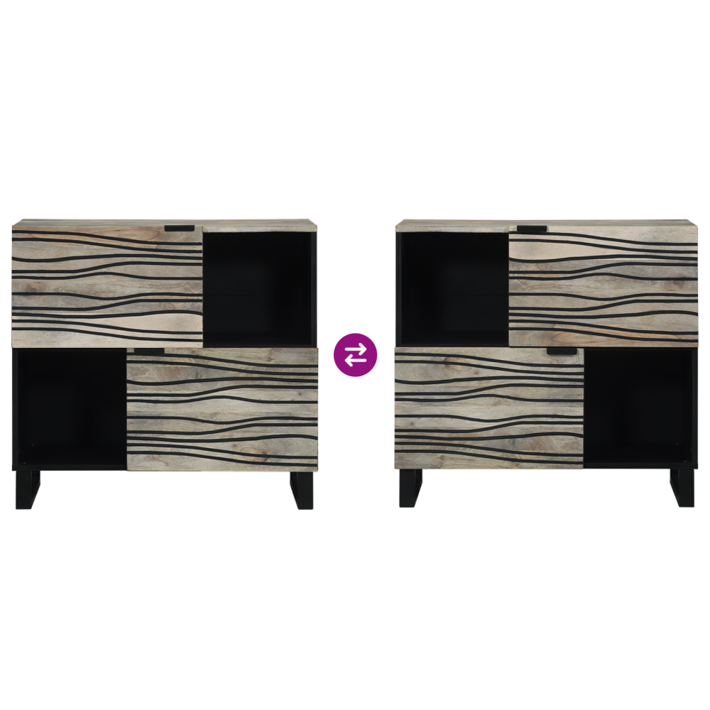 Produktbild för Sideboard Vit 80 x 33 x 75 cm massivt mangoträ
