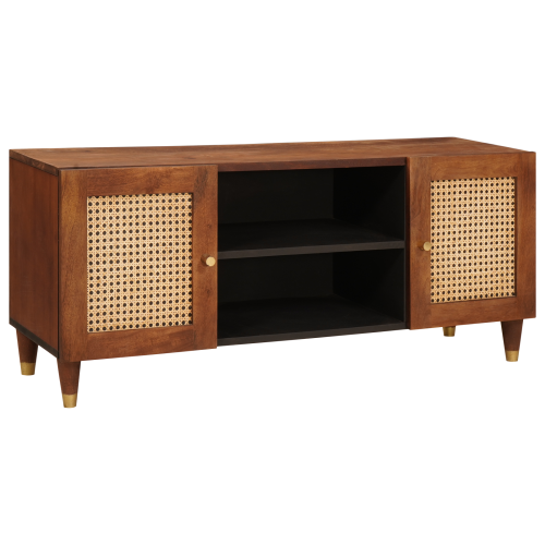 vidaXL TV-skåp med hylla Brun 105 x 33,5 x 46 cm Massivt mangoträ