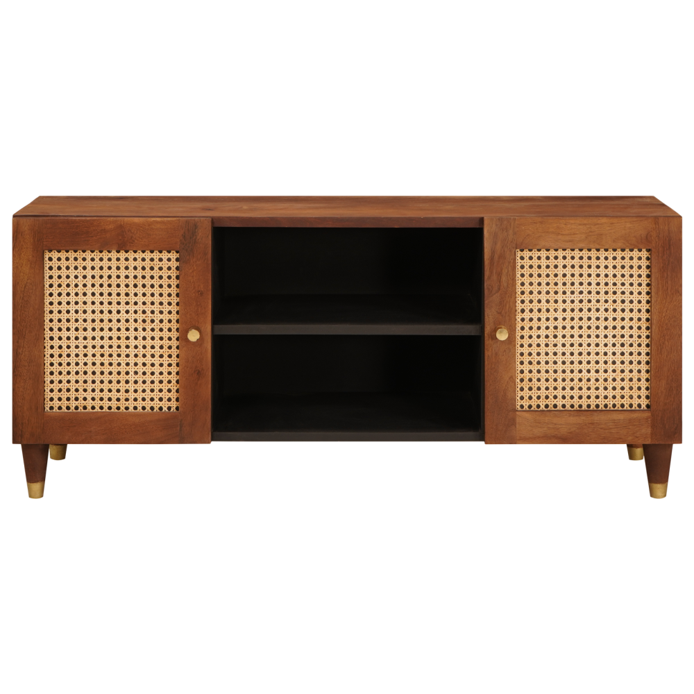 Produktbild för TV-skåp med hylla Brun 105 x 33,5 x 46 cm Massivt mangoträ