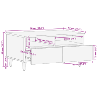 Produktbild för Kaffeebord med låda 80 x 54 x 40 cm Massivt mangoträ