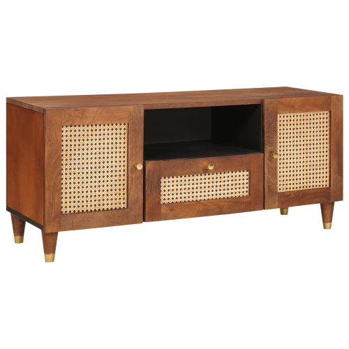 vidaXL TV-skåp med låda Brun 105 x 33,5 x 46 cm Massivt mangoträ