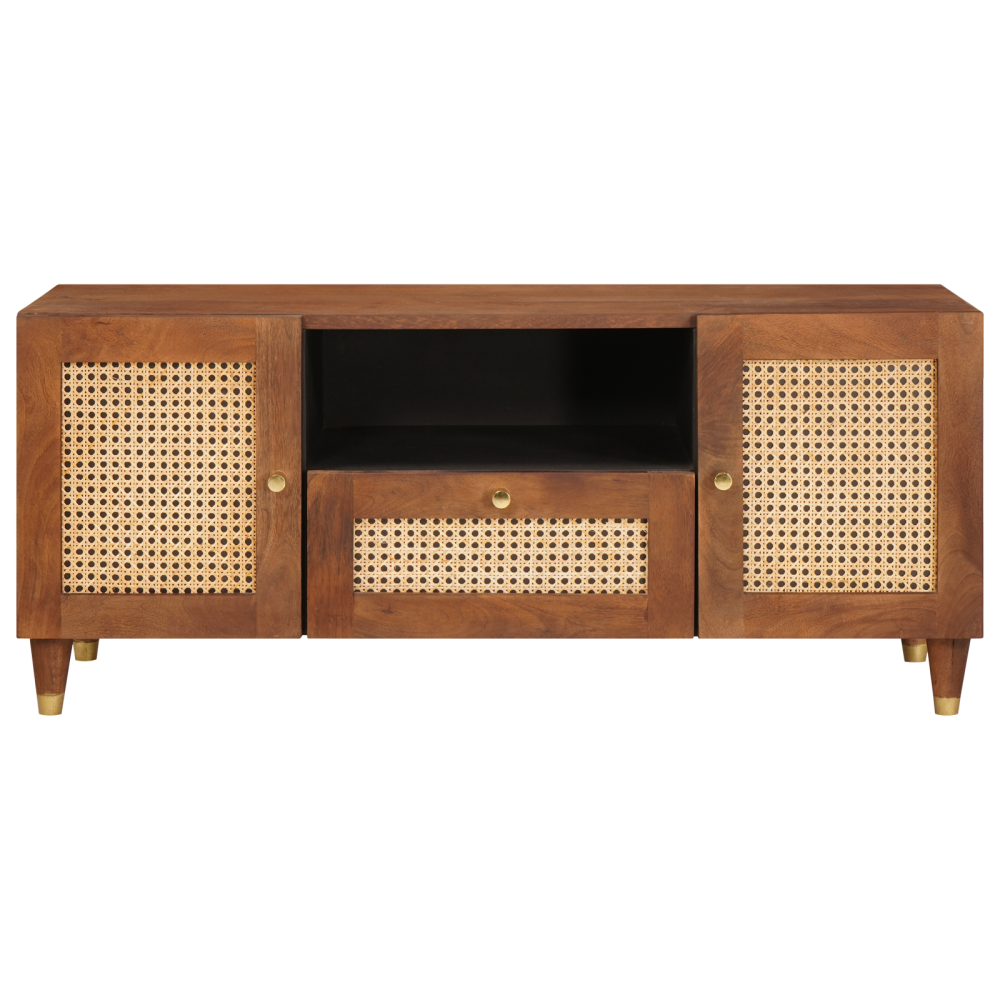 Produktbild för TV-skåp med låda Brun 105 x 33,5 x 46 cm Massivt mangoträ