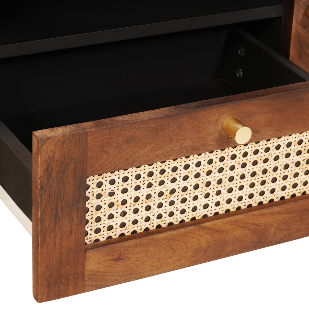 Produktbild för TV-skåp med låda Brun 105 x 33,5 x 46 cm Massivt mangoträ