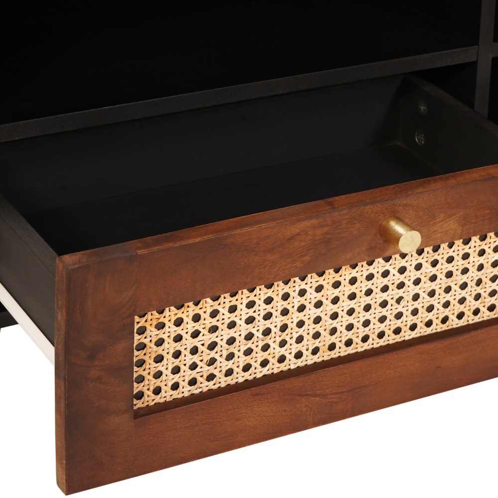 Produktbild för TV-skåp med låda Brun 80 x 33,5 x 46 cm Massivt mangoträ