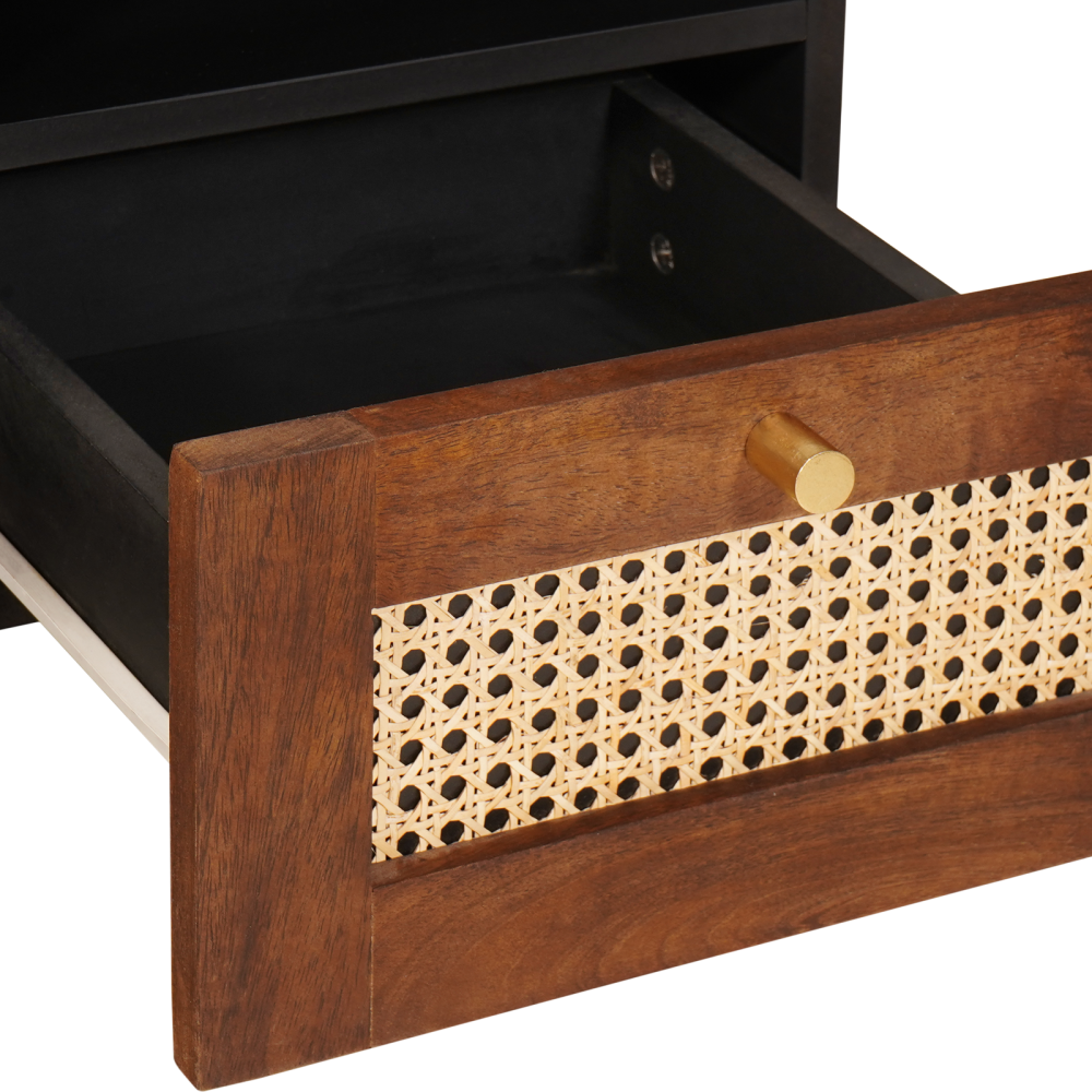 Produktbild för TV-skåp med låda Brun 100 x 33,5 x 46 cm Massivt mangoträ