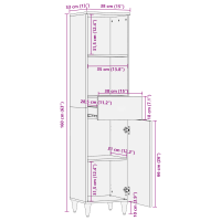 Produktbild för Sideboard med låda Brun 38 x 33,5 x 160 cm Massivt mangoträ