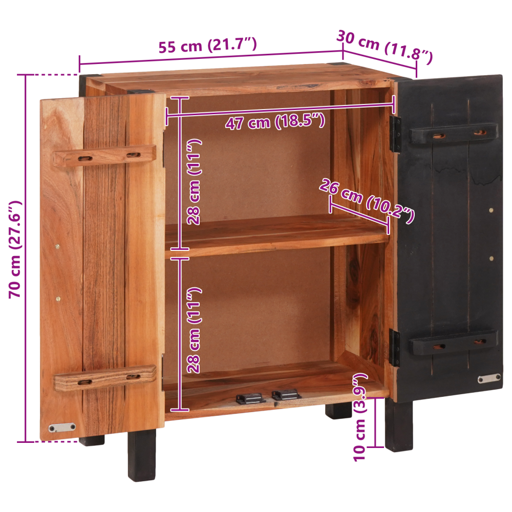 Produktbild för Sideboard Brun 55 x 30 x 75 cm Massivt Akaciaträ