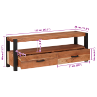 Produktbild för TV-skåp med låda med hylla Brun 110 x 30 x 40 cm massivt akacia