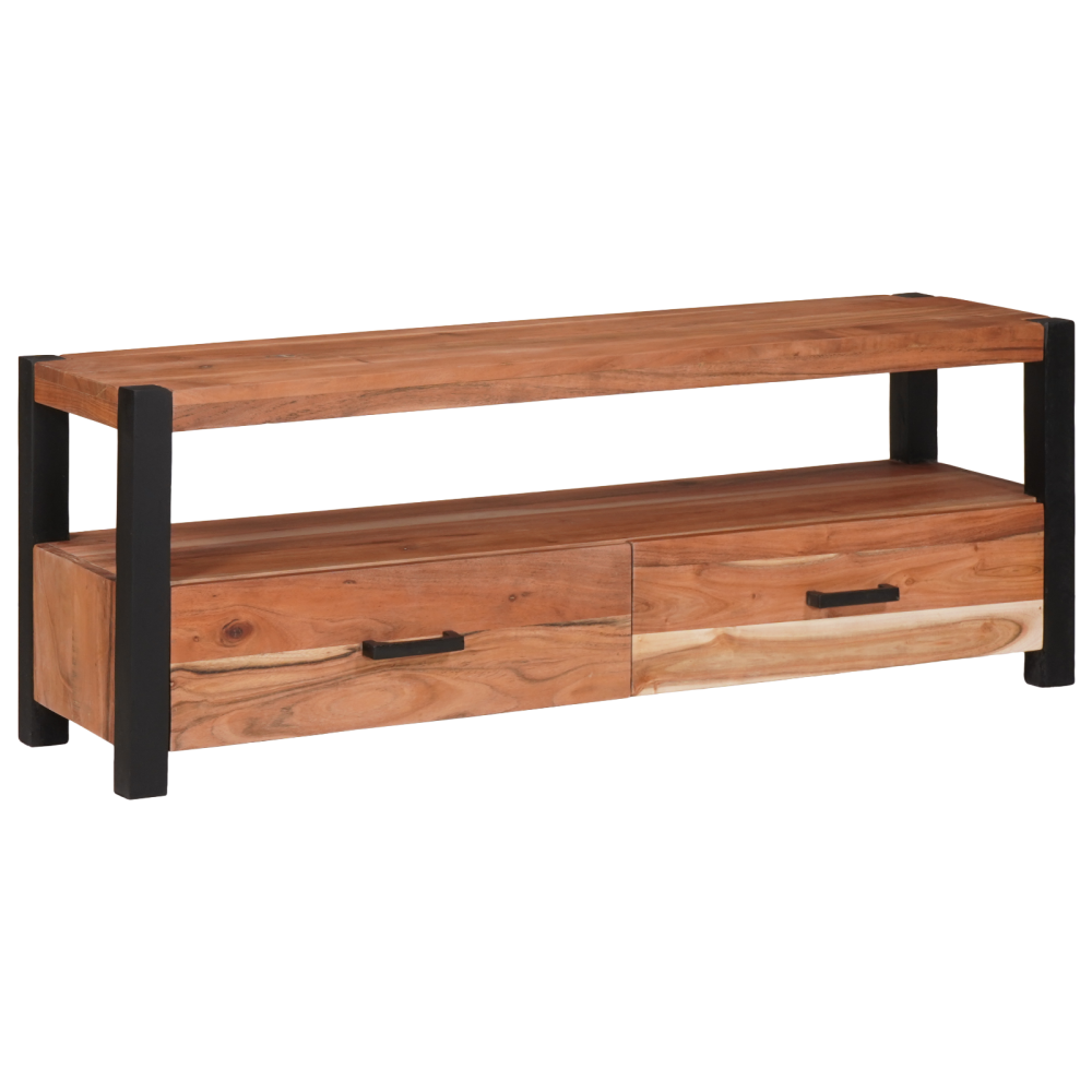 Produktbild för TV-skåp med låda med hylla Brun 110 x 30 x 40 cm massivt akacia