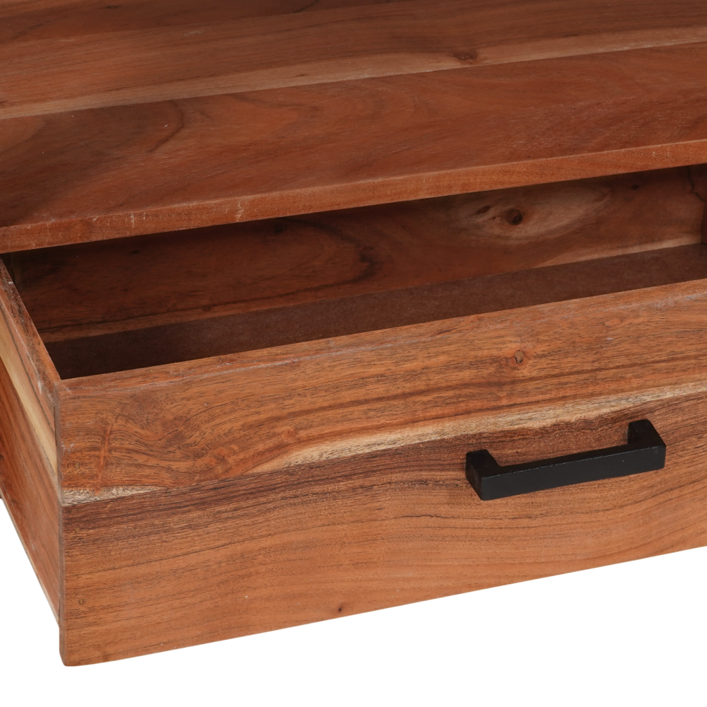 Produktbild för TV-skåp med låda med hylla Brun 110 x 30 x 40 cm massivt akacia