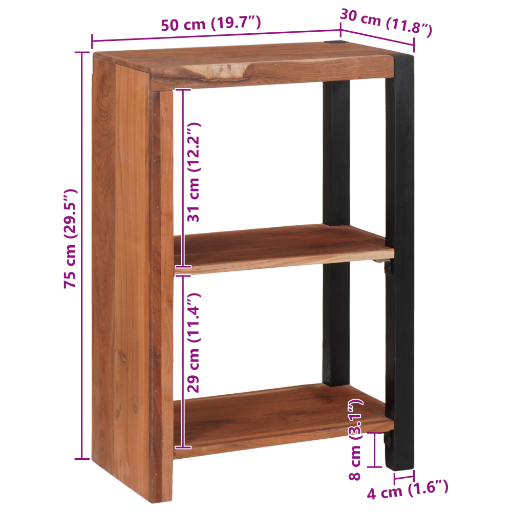 Produktbild för Hyllsystem Brun 50 x 30 x 75 cm Massivt Akaciaträ