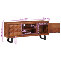 Produktbild för TV-skåp med hylla honungsbrun 112 x 30 x 48 cm massivt akacia